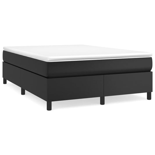 vidaXL Κρεβάτι Boxspring με Στρώμα Μαύρο 140x190εκ.από Συνθετικό Δέρμα