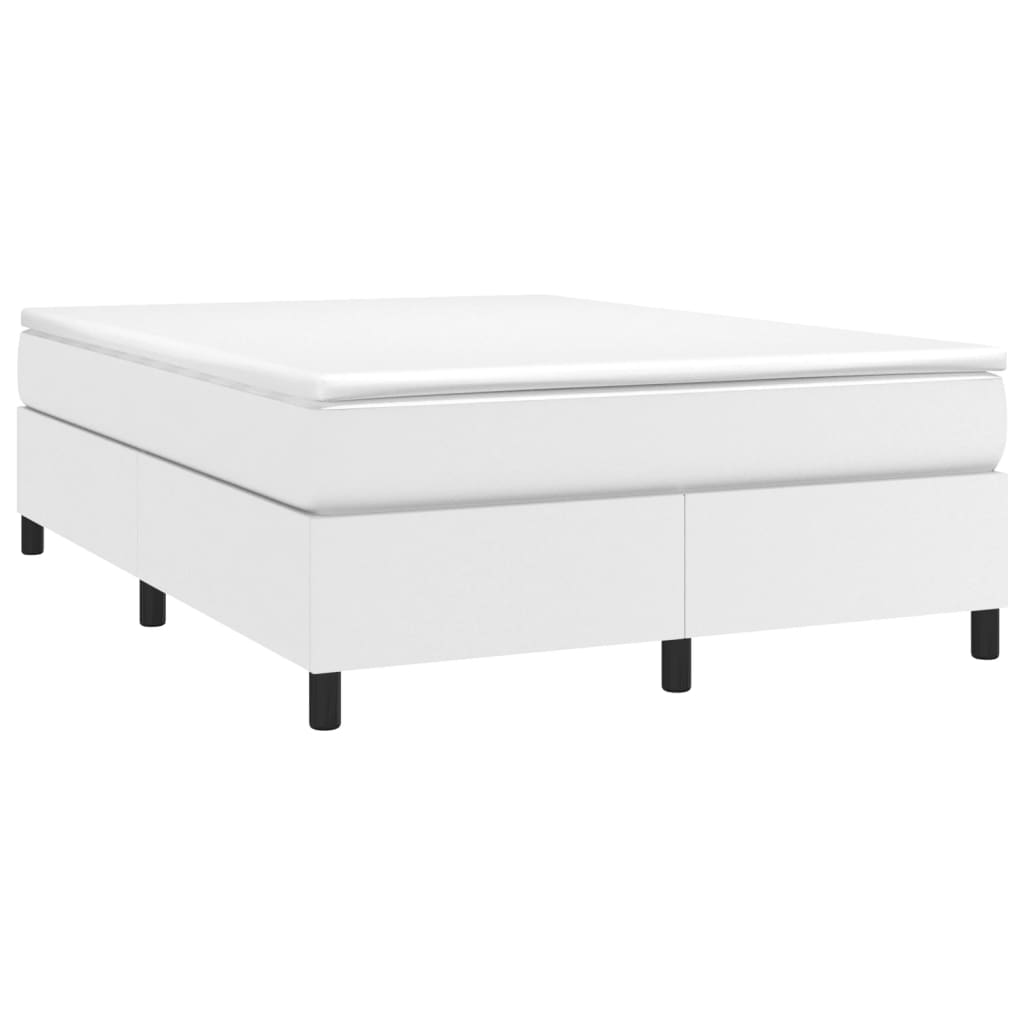 vidaXL Κρεβάτι Boxspring με Στρώμα Λευκό 140x190εκ.από Συνθετικό Δέρμα
