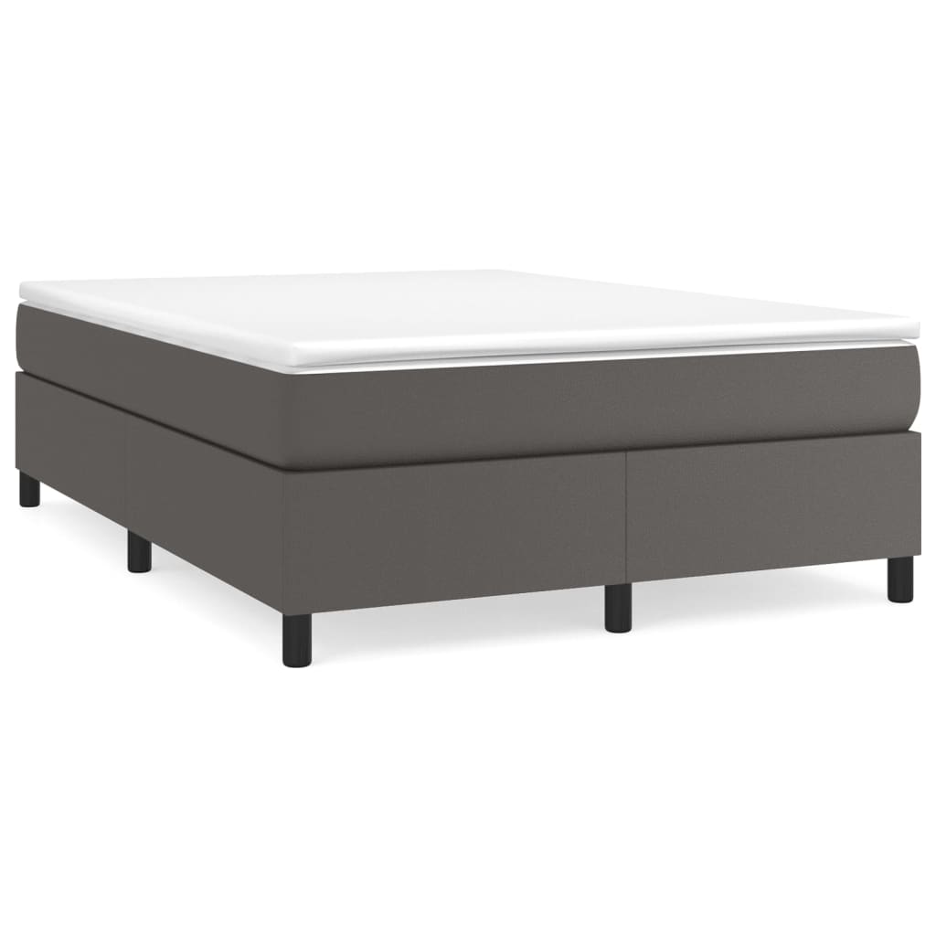 vidaXL Κρεβάτι Boxspring με Στρώμα Γκρι 140x190εκ. από Συνθετικό Δέρμα