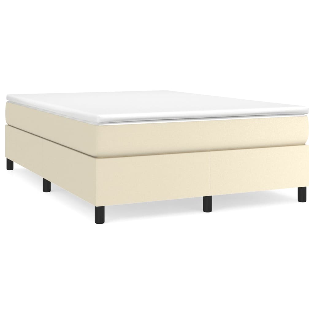 vidaXL Κρεβάτι Boxspring με Στρώμα Κρεμ 140x200εκ. από Συνθετικό Δέρμα
