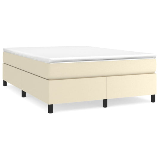vidaXL Κρεβάτι Boxspring με Στρώμα Κρεμ 140x200εκ. από Συνθετικό Δέρμα