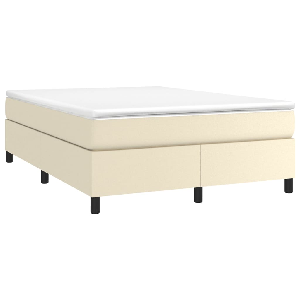 vidaXL Κρεβάτι Boxspring με Στρώμα Κρεμ 140x200εκ. από Συνθετικό Δέρμα