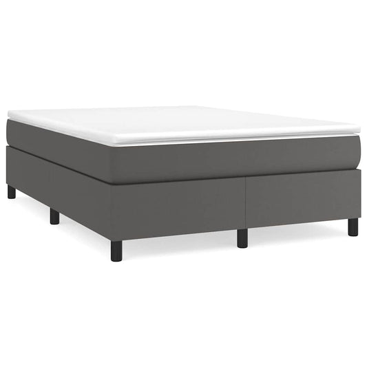 vidaXL Κρεβάτι Boxspring με Στρώμα Γκρι 140x200εκ. από Συνθετικό Δέρμα