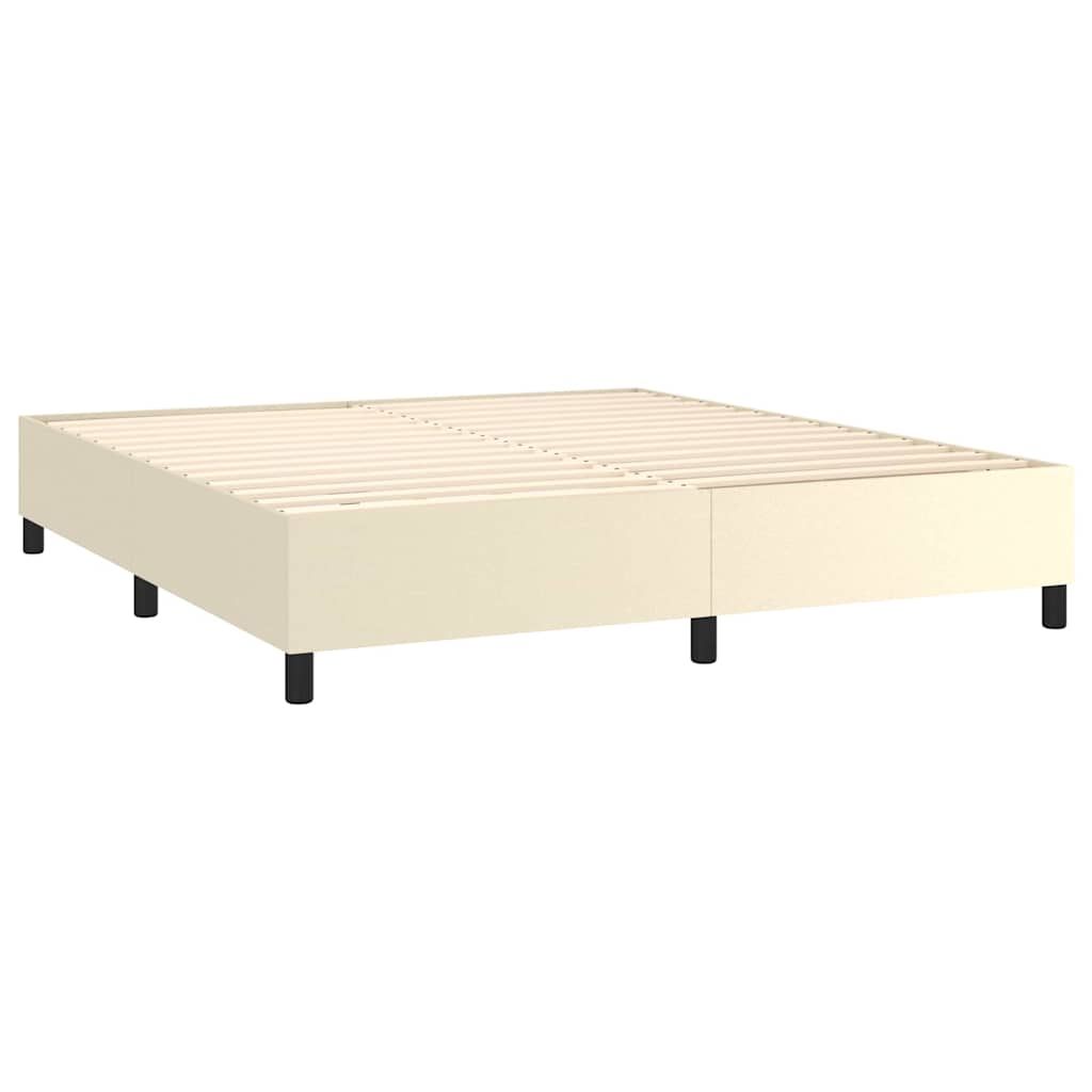 vidaXL Κρεβάτι Boxspring με Στρώμα Κρεμ 160x200εκ. από Συνθετικό Δέρμα