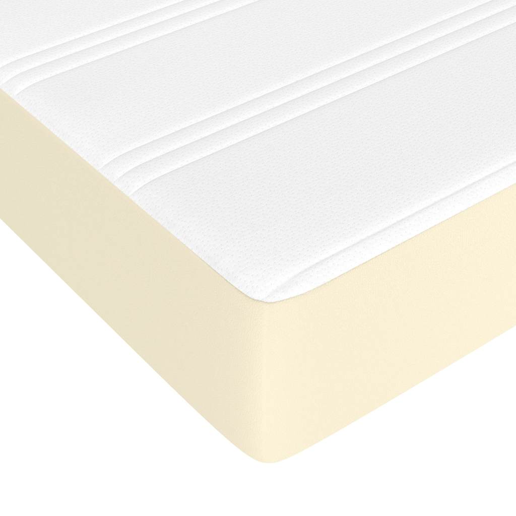 vidaXL Κρεβάτι Boxspring με Στρώμα Κρεμ 160x200εκ. από Συνθετικό Δέρμα