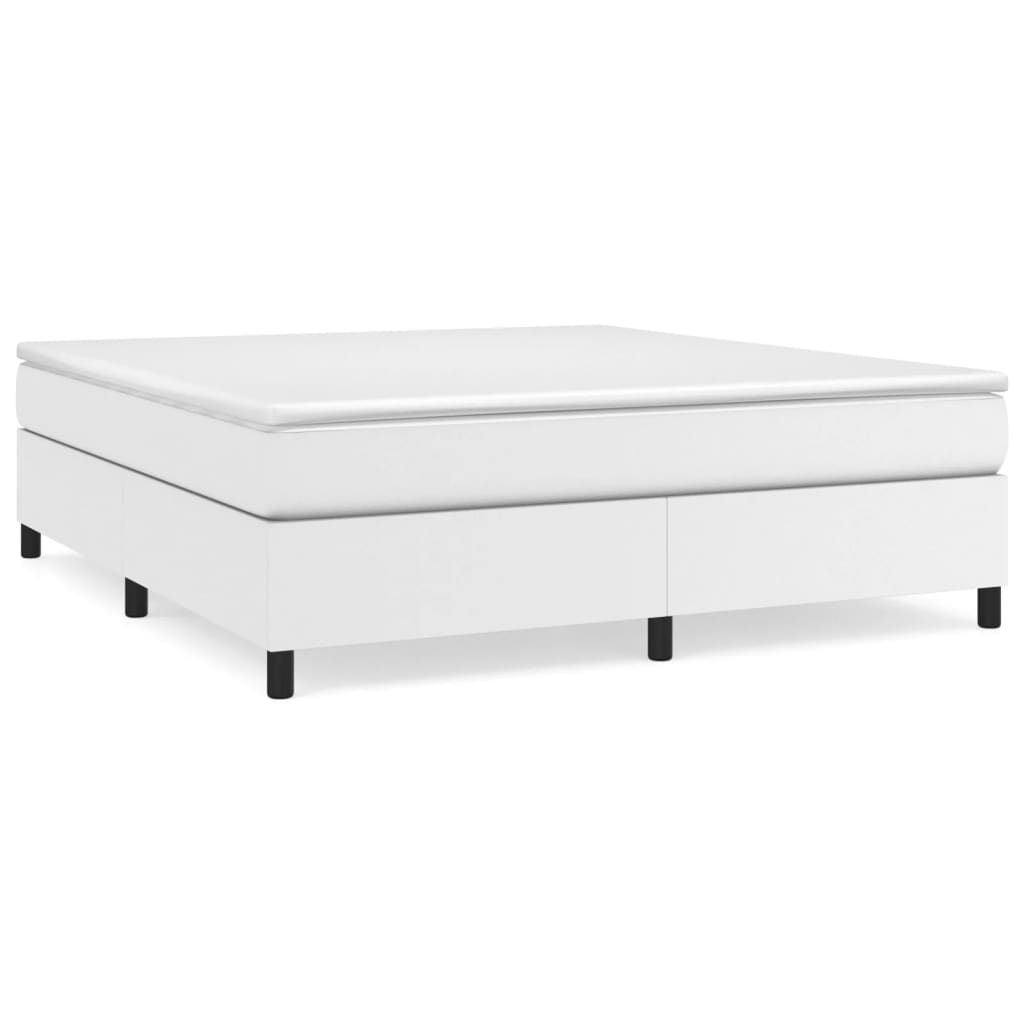 vidaXL Κρεβάτι Boxspring με Στρώμα Λευκό 180x200 εκ. Συνθετικό Δέρμα