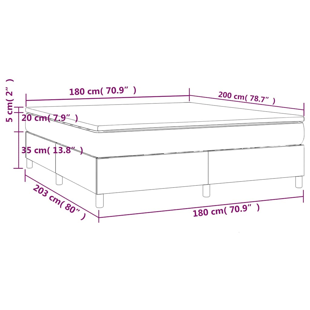 vidaXL Κρεβάτι Boxspring με Στρώμα Καπουτσίνο 180x200 εκ. Συνθ. Δέρμα