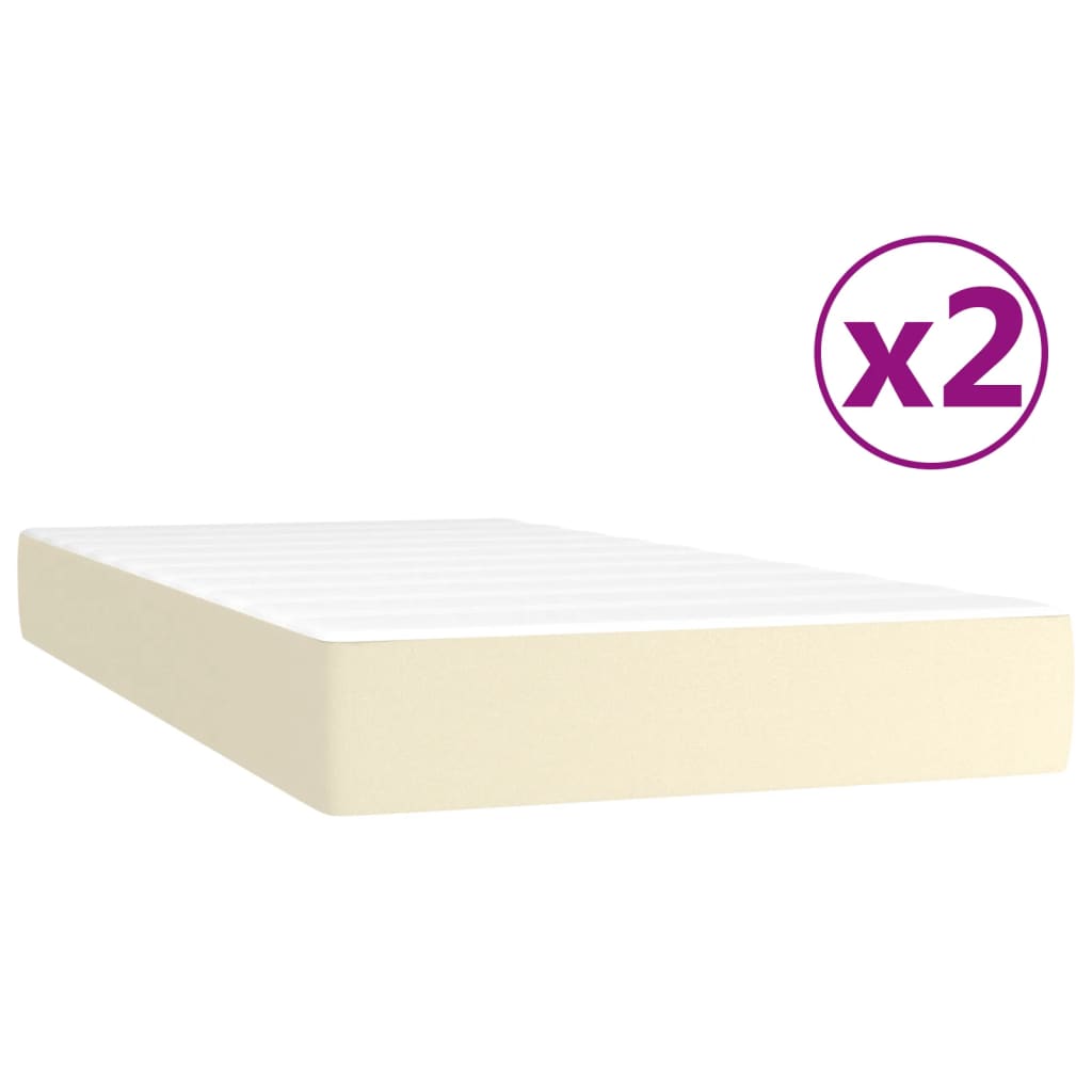 vidaXL Κρεβάτι Boxspring με Στρώμα Κρεμ 200x200 εκ. Συνθετικό Δέρμα