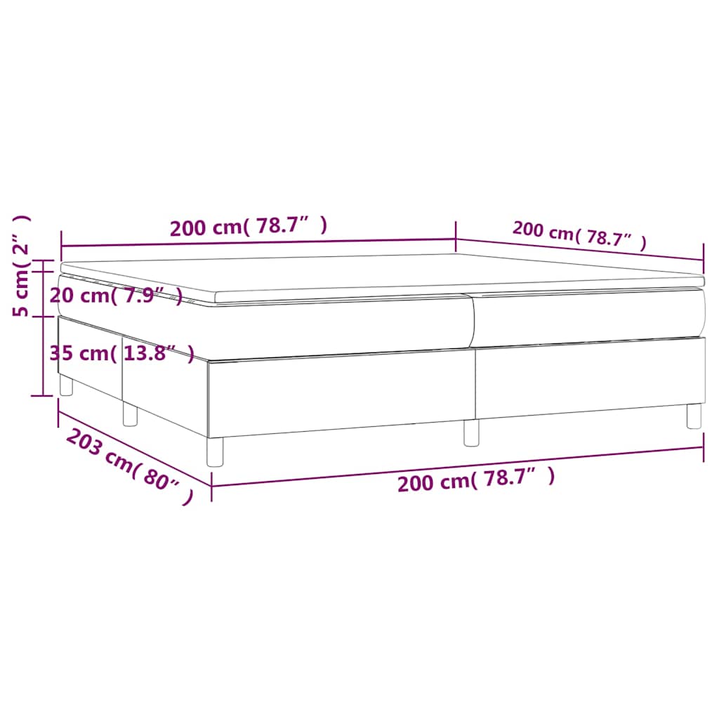 vidaXL Κρεβάτι Boxspring με Στρώμα Καπουτσίνο 200x200εκ.από Συνθ.Δέρμα