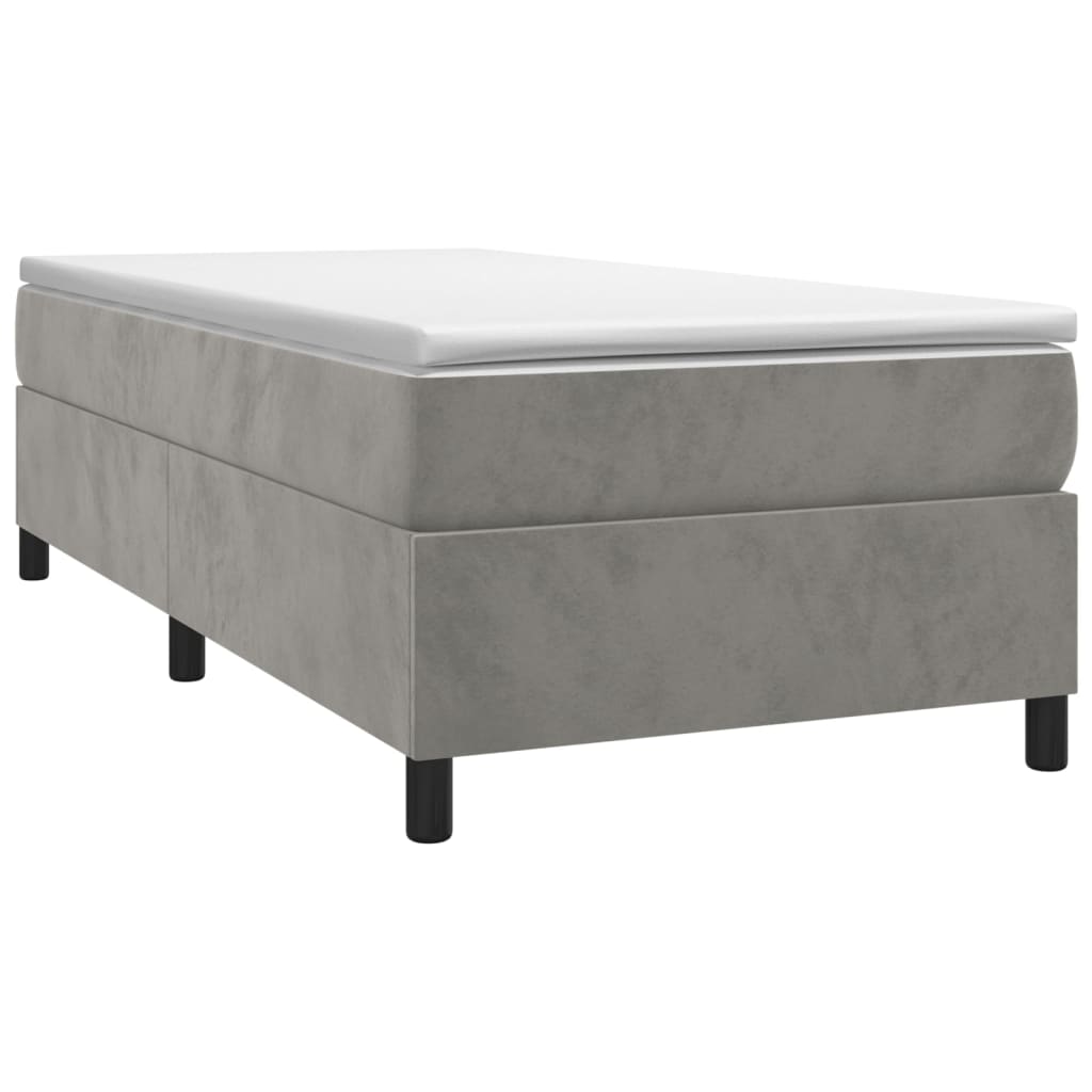 vidaXL Κρεβάτι Boxspring με Στρώμα Ανοιχτό Γκρι 80x200 εκ. Βελούδινο