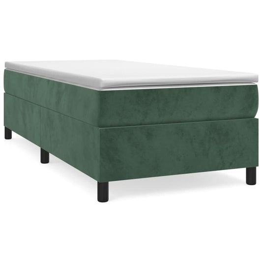 vidaXL Κρεβάτι Boxspring με Στρώμα Σκούρο Πράσινο 80x200 εκ. Βελούδινο