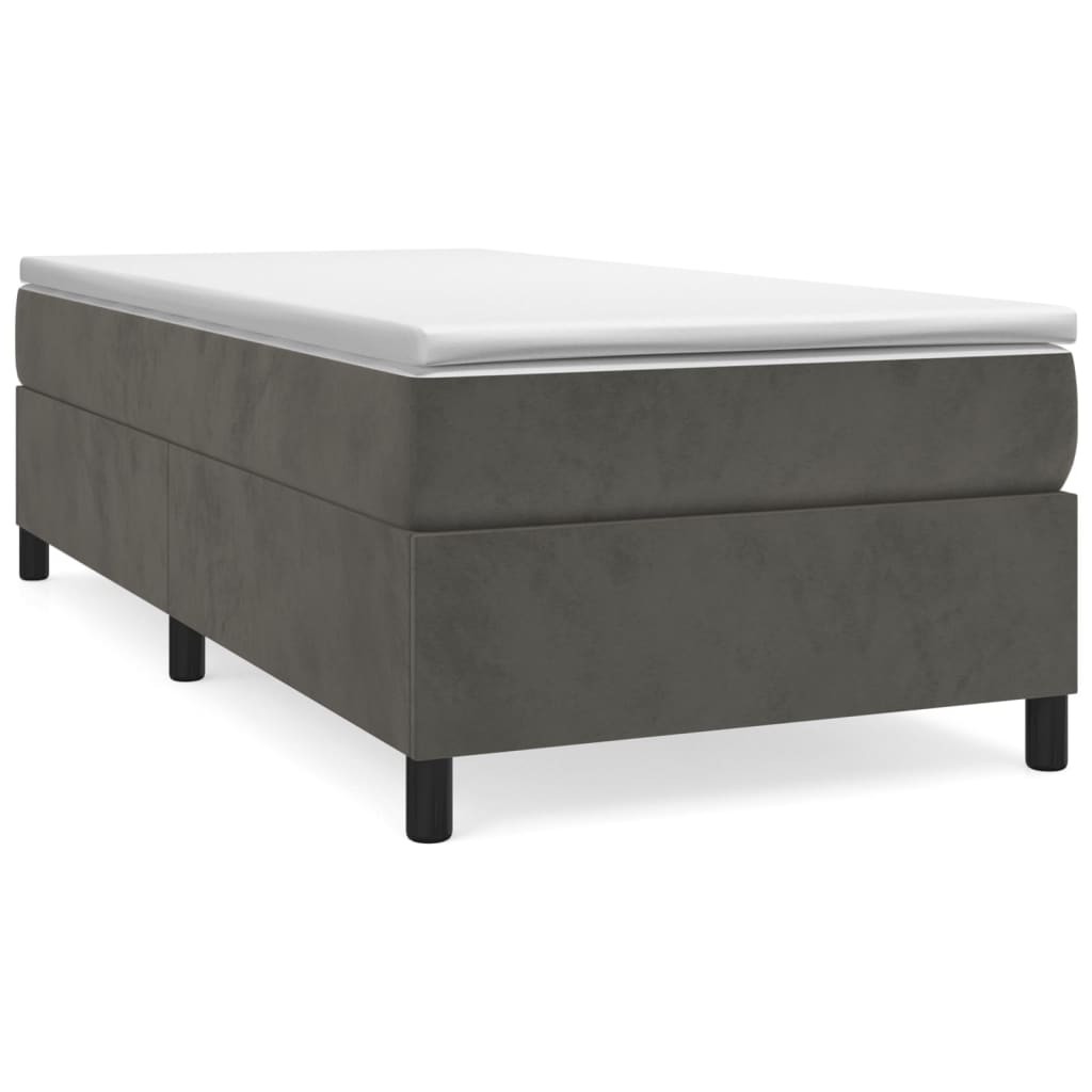 vidaXL Κρεβάτι Boxspring με Στρώμα Σκούρο Γκρι 90x190 εκ. Βελούδινο