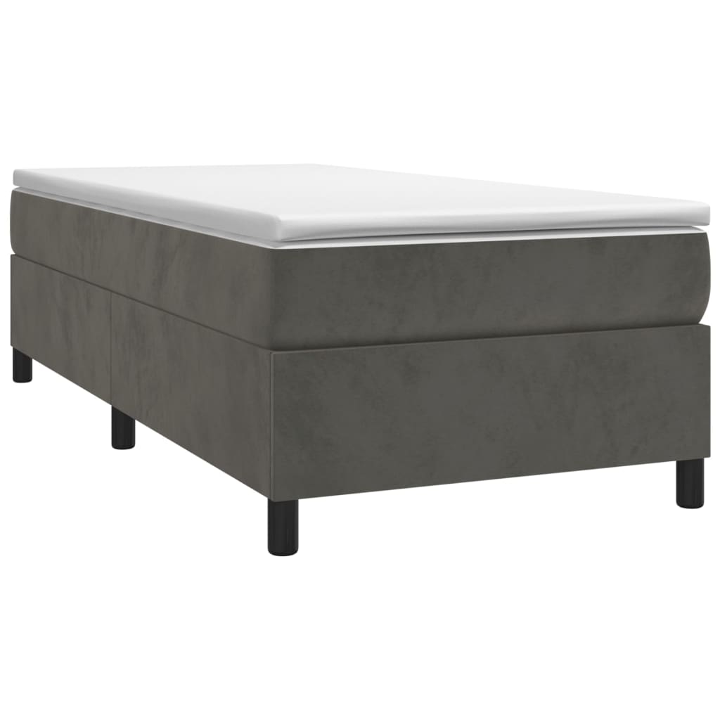 vidaXL Κρεβάτι Boxspring με Στρώμα Σκούρο Γκρι 90x190 εκ. Βελούδινο