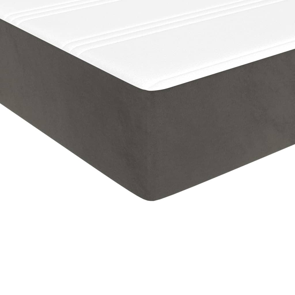 vidaXL Κρεβάτι Boxspring με Στρώμα Σκούρο Γκρι 90x190 εκ. Βελούδινο