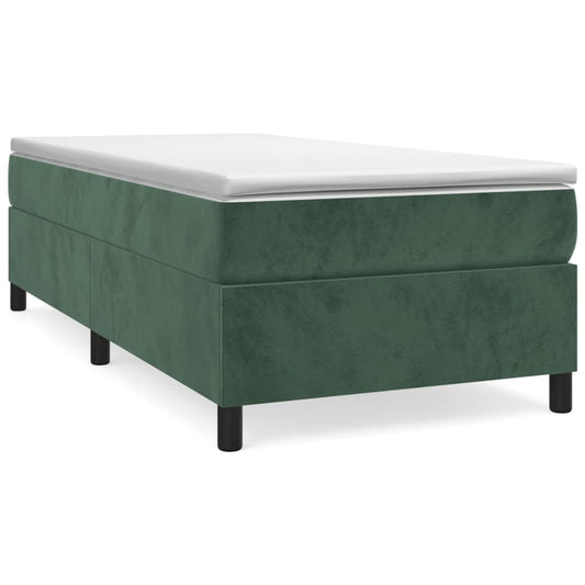 vidaXL Κρεβάτι Boxspring με Στρώμα Σκούρο Πράσινο 90x190 εκ. Βελούδινο