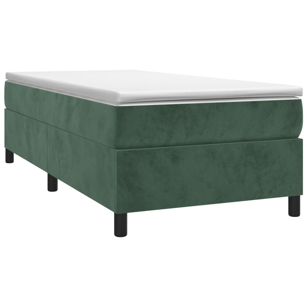 vidaXL Κρεβάτι Boxspring με Στρώμα Σκούρο Πράσινο 90x190 εκ. Βελούδινο