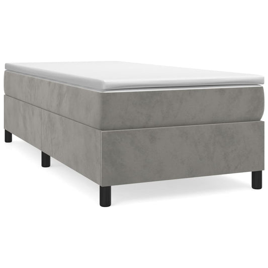 vidaXL Κρεβάτι Boxspring με Στρώμα Ανοιχτό Γκρι 90x200 εκ. Βελούδινο