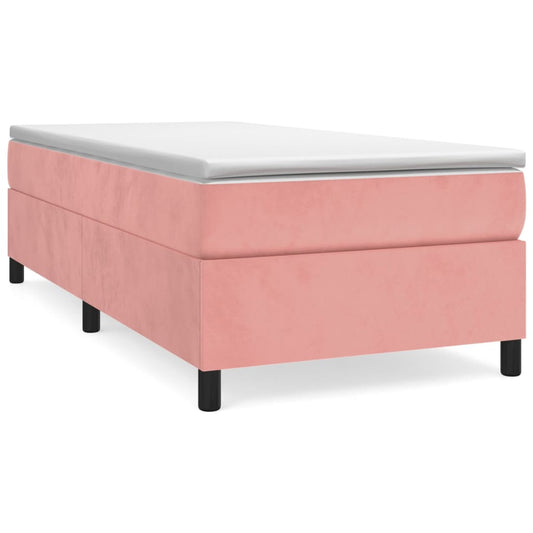 vidaXL Κρεβάτι Boxspring με Στρώμα Ροζ 90x200 εκ. Βελούδινο