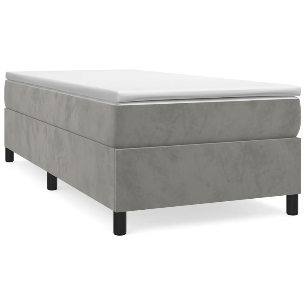 vidaXL Κρεβάτι Boxspring με Στρώμα Ανοιχτό Γκρι 100x200 εκ. Βελούδινο