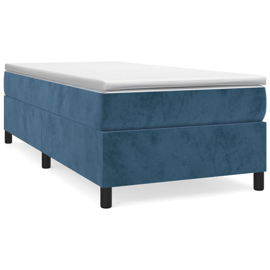 vidaXL Κρεβάτι Boxspring με Στρώμα Σκούρο Μπλε 100x200 εκ. Βελούδινο