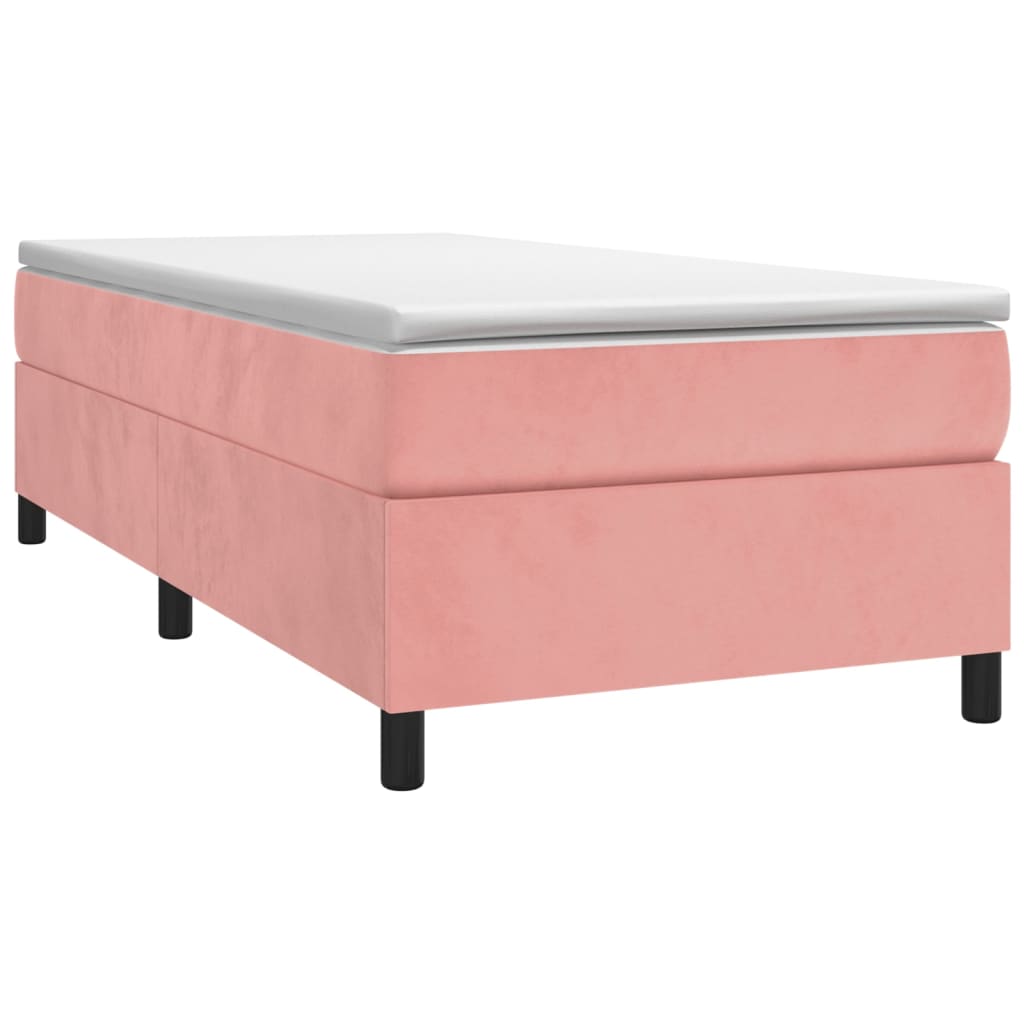 vidaXL Κρεβάτι Boxspring με Στρώμα Ροζ 100x200 εκ. Βελούδινο