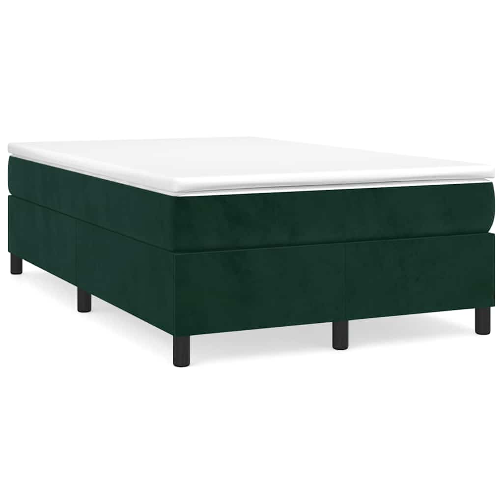 vidaXL Κρεβάτι Boxspring με Στρώμα Σκούρο Πράσινο 120x200εκ. Βελούδινο