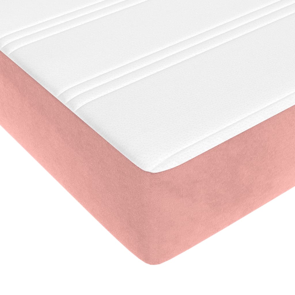 vidaXL Κρεβάτι Boxspring με Στρώμα Ροζ 120x200 εκ. Βελούδινο