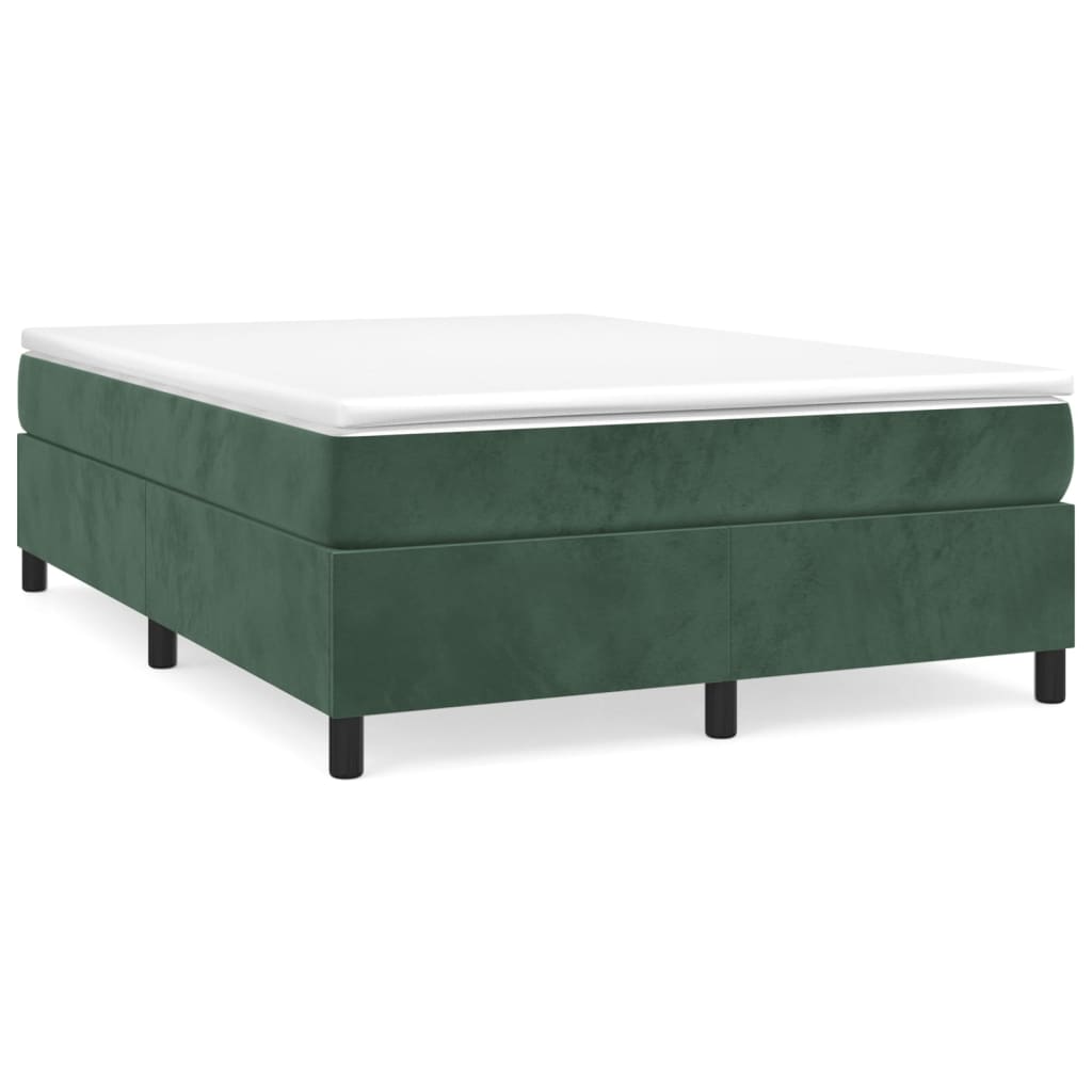 vidaXL Κρεβάτι Boxspring με Στρώμα Σκούρο Πράσινο 140x190εκ. Βελούδινο