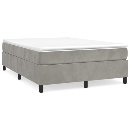 vidaXL Κρεβάτι Boxspring με Στρώμα Ανοιχτό Γκρι 140x200 εκ. Βελούδινο