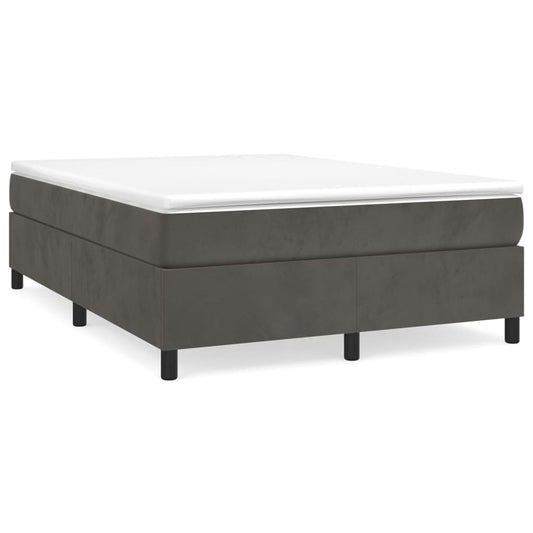 vidaXL Κρεβάτι Boxspring με Στρώμα Σκούρο Γκρι 140x200 εκ. Βελούδινο