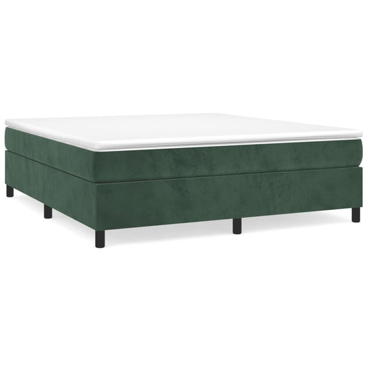 vidaXL Κρεβάτι Boxspring με Στρώμα Σκούρο Πράσινο 160x200εκ. Βελούδινο