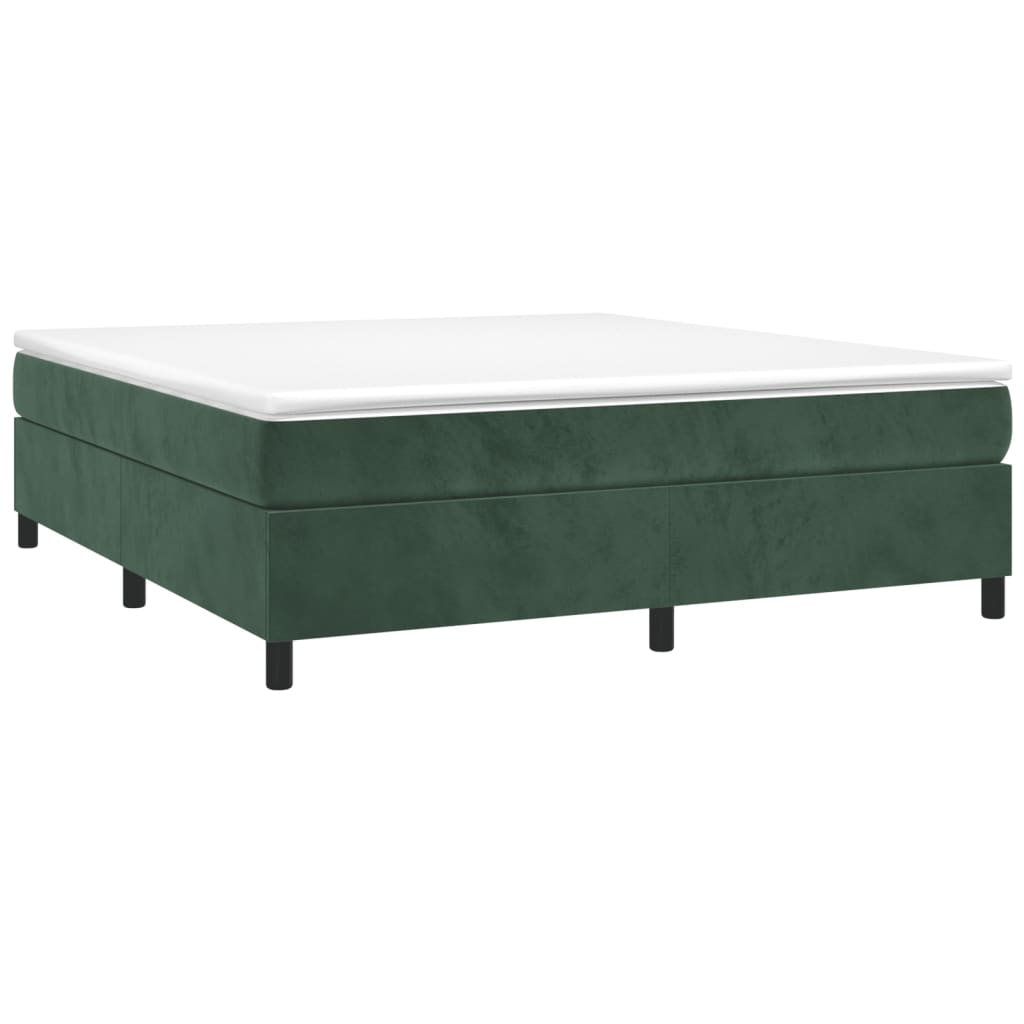 vidaXL Κρεβάτι Boxspring με Στρώμα Σκούρο Πράσινο 160x200εκ. Βελούδινο