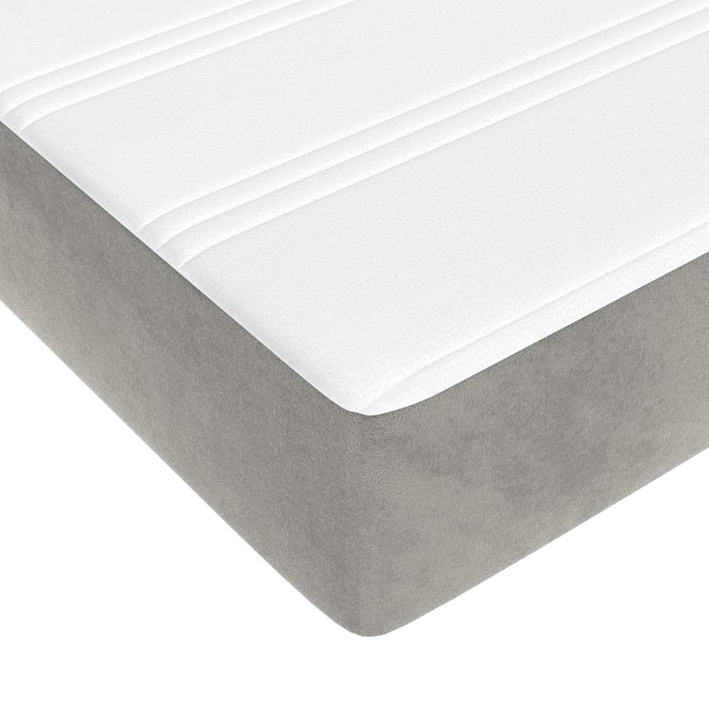 vidaXL Κρεβάτι Boxspring με Στρώμα Ανοιχτό Γκρι 180x200 εκ. Βελούδινο