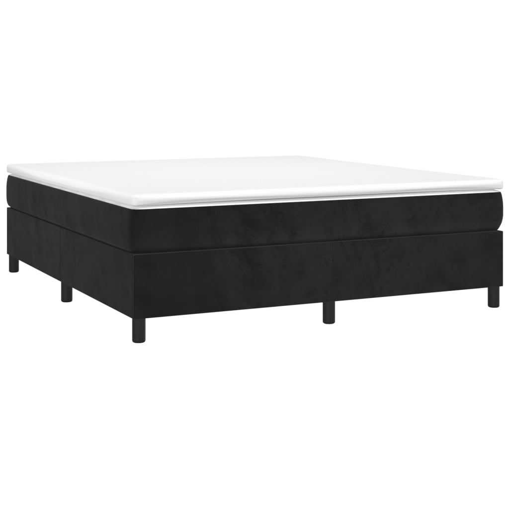 vidaXL Κρεβάτι Boxspring με Στρώμα Μαύρο 200x200 εκ. Βελούδινο