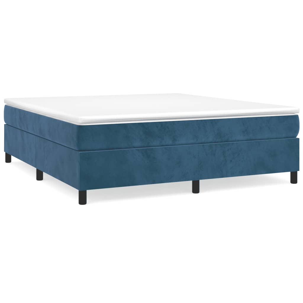 vidaXL Κρεβάτι Boxspring με Στρώμα Σκούρο Μπλε 200x200 εκ. Βελούδινο