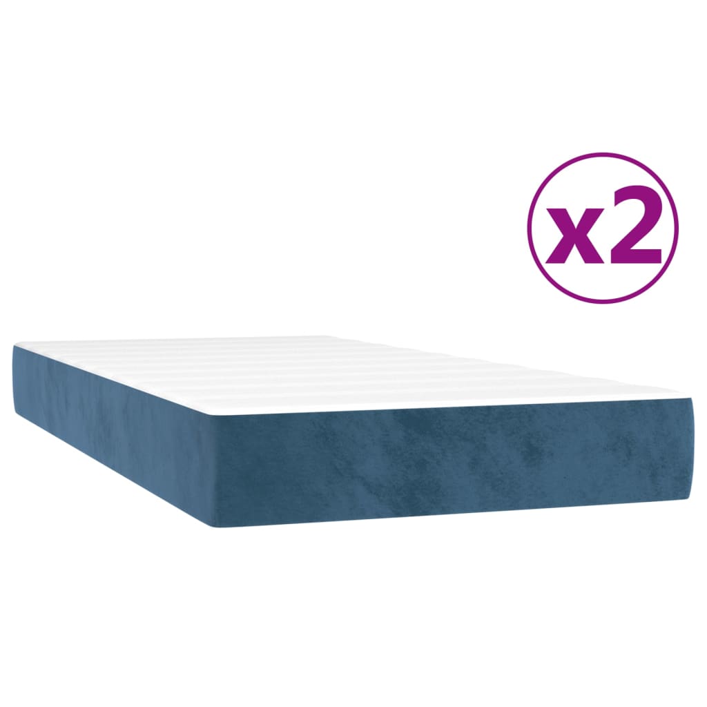 vidaXL Κρεβάτι Boxspring με Στρώμα Σκούρο Μπλε 200x200 εκ. Βελούδινο