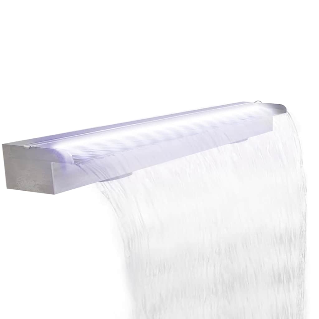 vidaXL Σιντριβάνι Καταρράκτης Πισίνας με LED 110 εκ. από Ανοξ. Ατσάλι