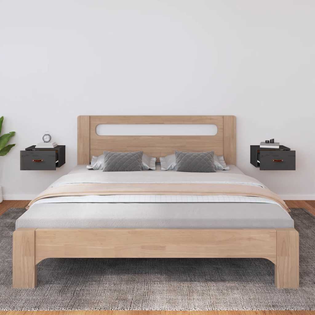 vidaXL Κομοδίνα Επιτοίχια 2 τεμ. Γκρι 40 x 29,5 x 22 εκ.