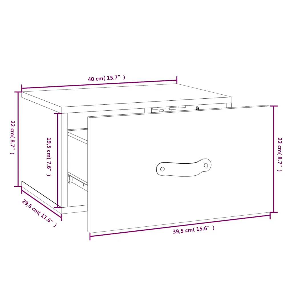 vidaXL Κομοδίνα Επιτοίχια 2 τεμ. Γκρι 40 x 29,5 x 22 εκ.