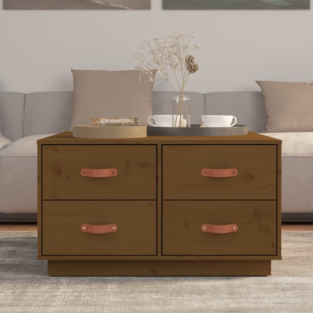 vidaXL Τραπεζάκι Σαλονιού Καφέ Μελί 80x80x45 εκ. Μασίφ Ξύλο Πεύκου