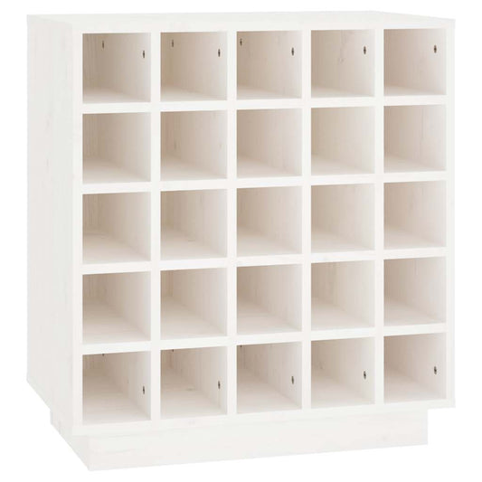 vidaXL Κάβα Κρασιών Λευκή 55,5 x 34 x 61 εκ. από Μασίφ Ξύλο Πεύκου