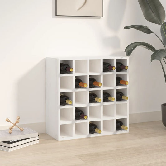 vidaXL Κάβα Κρασιών Λευκό 56 x 25 x 56 εκ. από Μασίφ Ξύλο Πεύκου