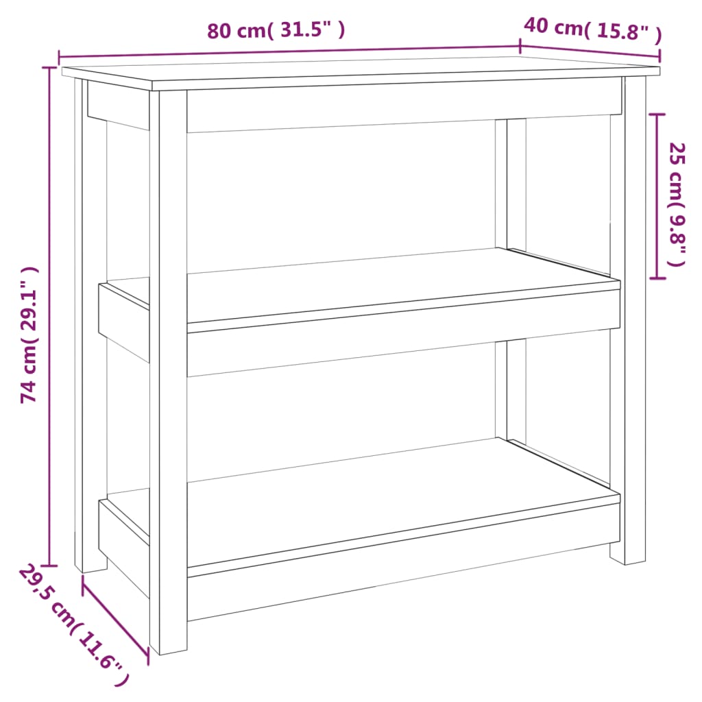 vidaXL Τραπέζι κονσόλα άσπρο 80x40x74 εκ. από Μασίφ Ξύλο Πεύκου