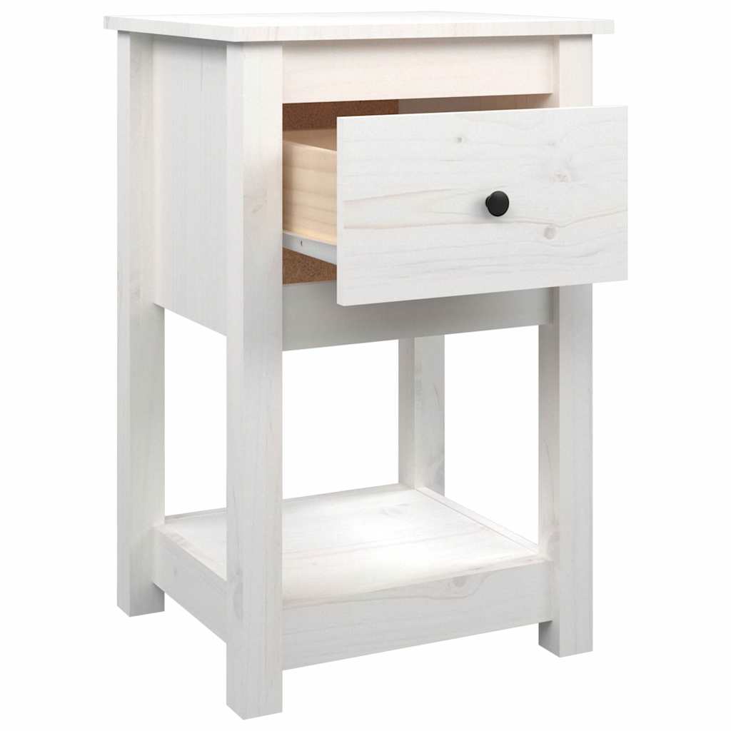 vidaXL Κομοδίνα 2 τεμ. Λευκό 40 x 35 x 61,5 εκ. από Μασίφ Ξύλο Πεύκου