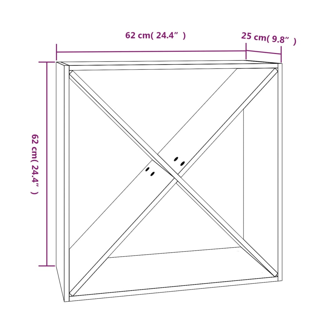 vidaXL Κάβα Κρασιών 62 x 25 x 62 εκ. από Μασίφ Ξύλο Πεύκου
