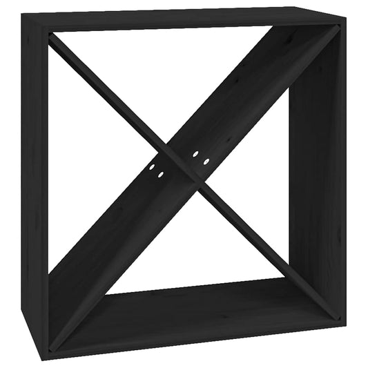 vidaXL Κάβα Κρασιών Μαύρη 62 x 25 x 62 εκ. από Μασίφ Ξύλο Πεύκου