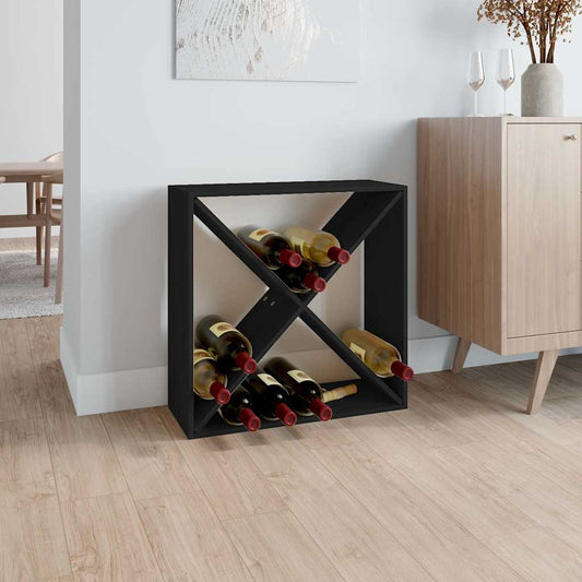 vidaXL Κάβα Κρασιών Μαύρη 62 x 25 x 62 εκ. από Μασίφ Ξύλο Πεύκου