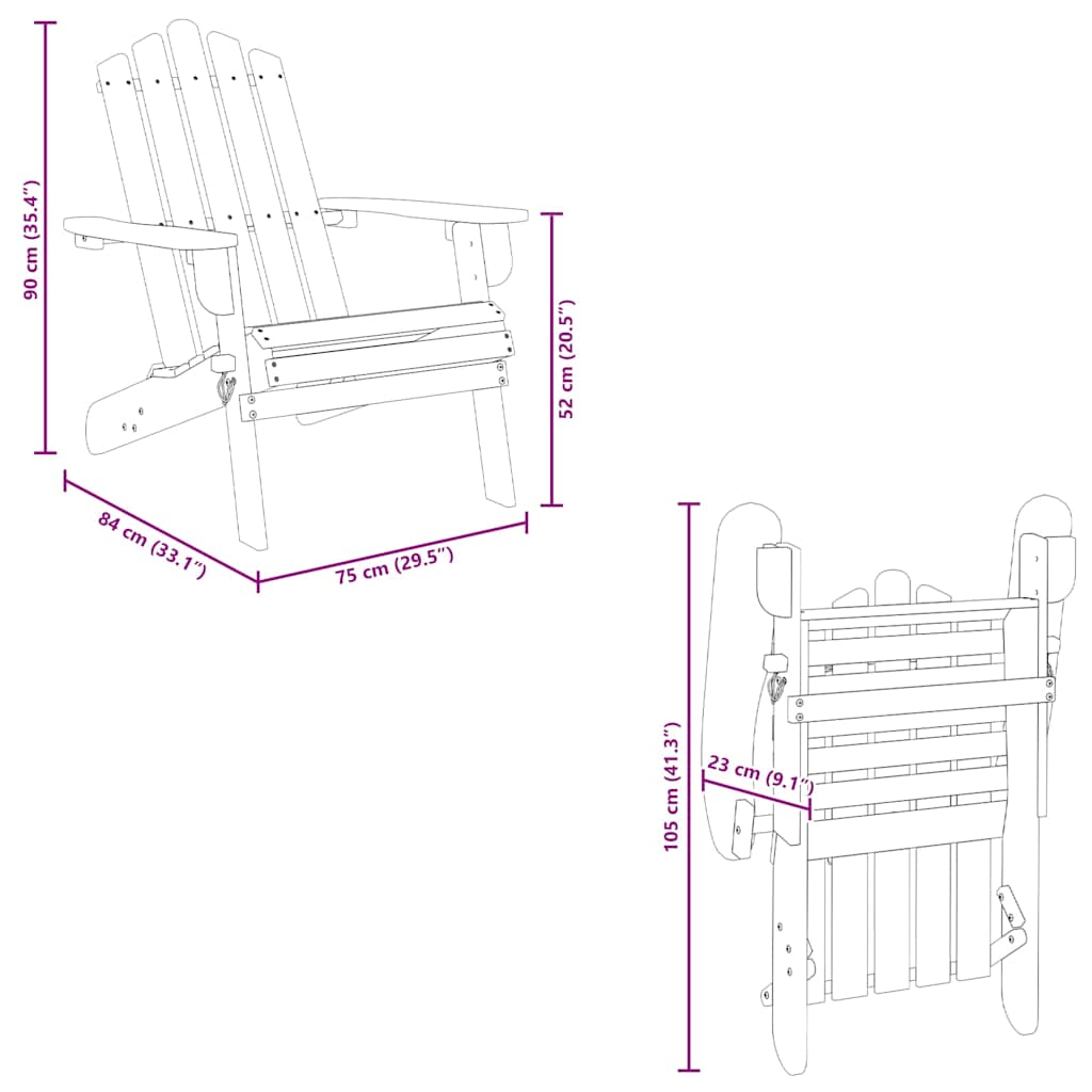vidaXL Καρέκλες Κήπου Adirondack 2 τεμ. από Μασίφ Ξύλο Ακακίας