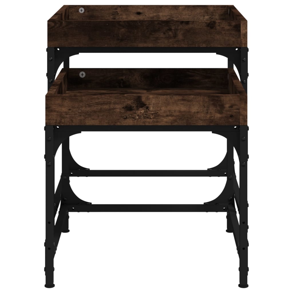 vidaXL Βοηθητικά Τραπέζια 2 τεμ. Καπνιστή Δρυς από Επεξεργασμένο Ξύλο