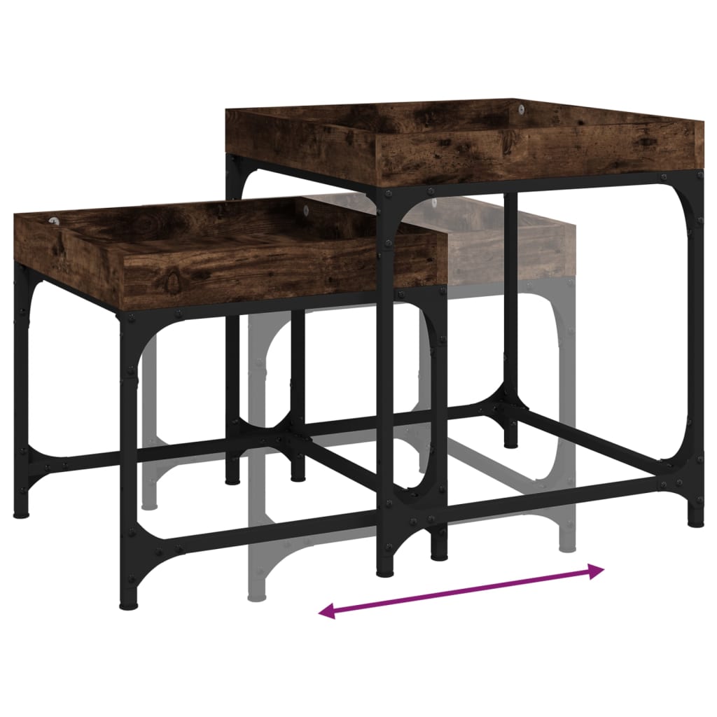 vidaXL Βοηθητικά Τραπέζια 2 τεμ. Καπνιστή Δρυς από Επεξεργασμένο Ξύλο